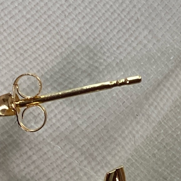 14K YELLOW GOLD twisted half hoop earrings REAL GOLD - Picture 11 of 13